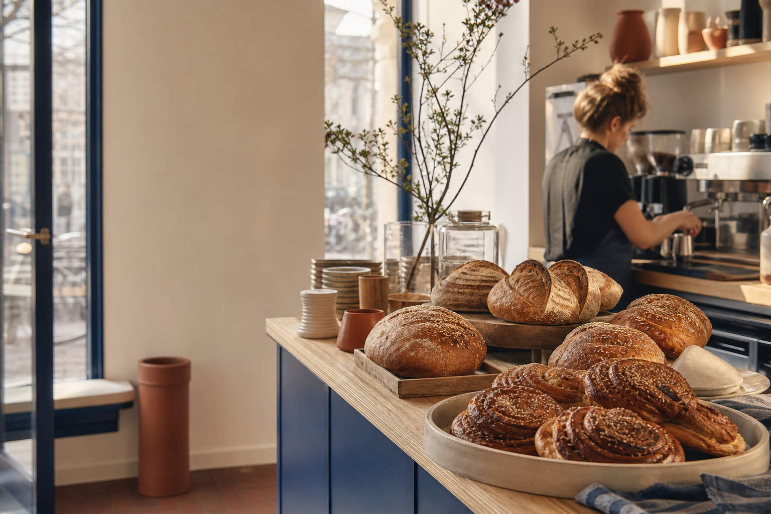 Vers brood en kardemombroodjes in de fictieve bakkerij Nosh & Bloom